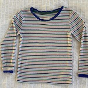 Boden Striped Long Sleeve Pointelle Shirt, 4-5T